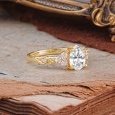 Nature-Inspired Vintage 4-Prong Pear Cut Lab Diamond Ring